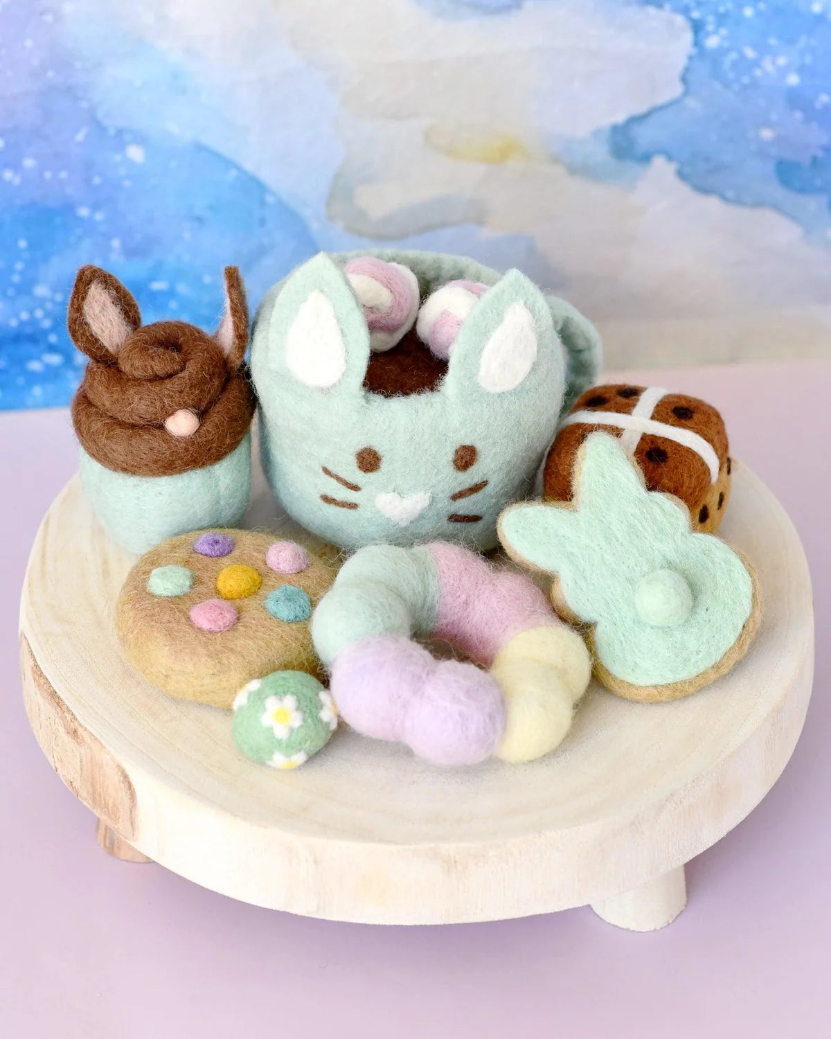 Grazing Box of Easter Felt Play Food (Mint Green Mug)